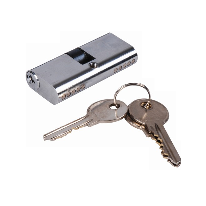 Cylindre ovale 30x30 en laiton nickelé – 5 goupilles – livré avec 3 clés