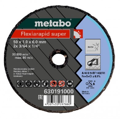 DISQUE MEULE FLEXIARAPID SUPER 50X1,0X6,0 INOX METABO MT630191000