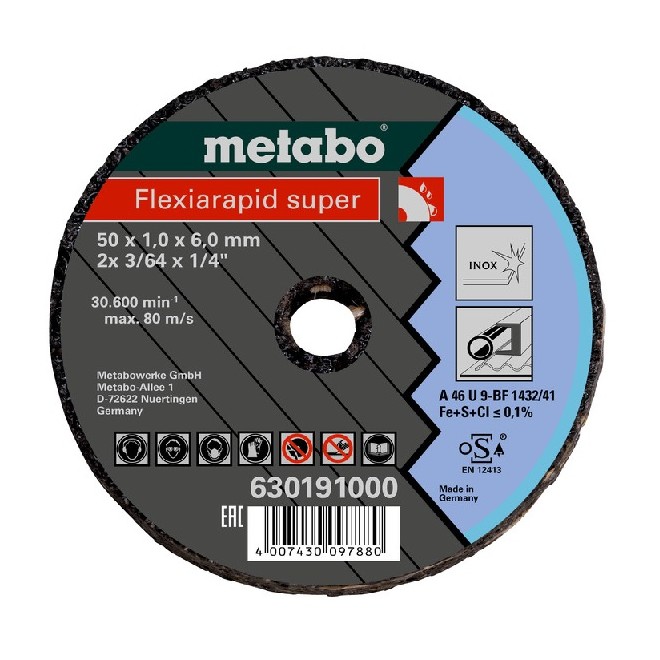 DISQUE MEULE FLEXIARAPID SUPER 50X1,0X6,0 INOX METABO MT630191000