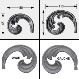Volute feuille en acier moulé soudable – relief décoratif droit ou gauche