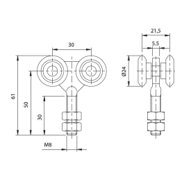 Chariot 4 galets pour portail coulissant – acier zingué – capacité 50 kg
