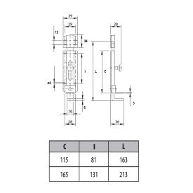 Verrou en applique à pêne coulissant – finition acier zingué blanc