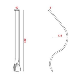 Crosse départ galbée 40x8 mm pour main courante fer forgé style ancien