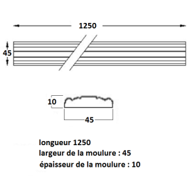 Barre décorative aluminium mouluré 1250 mm – applique alu