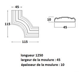 Décor d’angle aluminium 115x115 mm mouluré – pour finition de barre applique