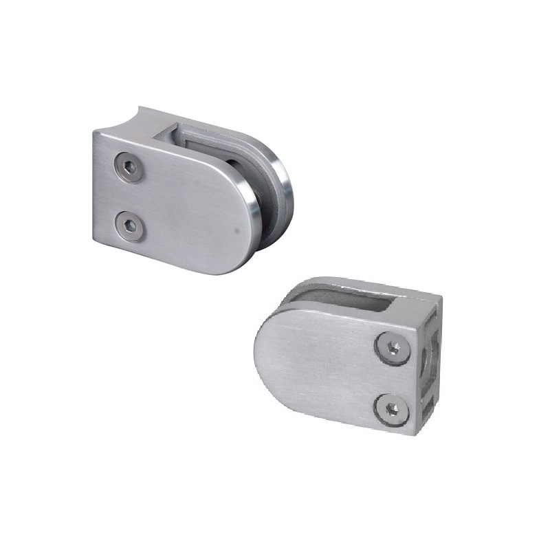 Pince à verre inox 316 ou zamac pour verre 8,76 mm – fixation sur plat ou tube Ø42,4