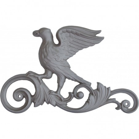 Aigle décoratif en fonte grise, style Empire, simple face, 330x210 mm.