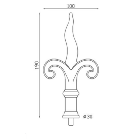 FER DE LANCE 190x100 ACIER FORGÉ ONDULÉ BARREAU ROND U0045