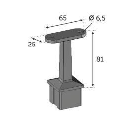 SUPPORT DE MAIN COURANTE INOX 316 POUR TUBE CARRÉ 40X40 MM – QUALITÉ BROSSÉE
