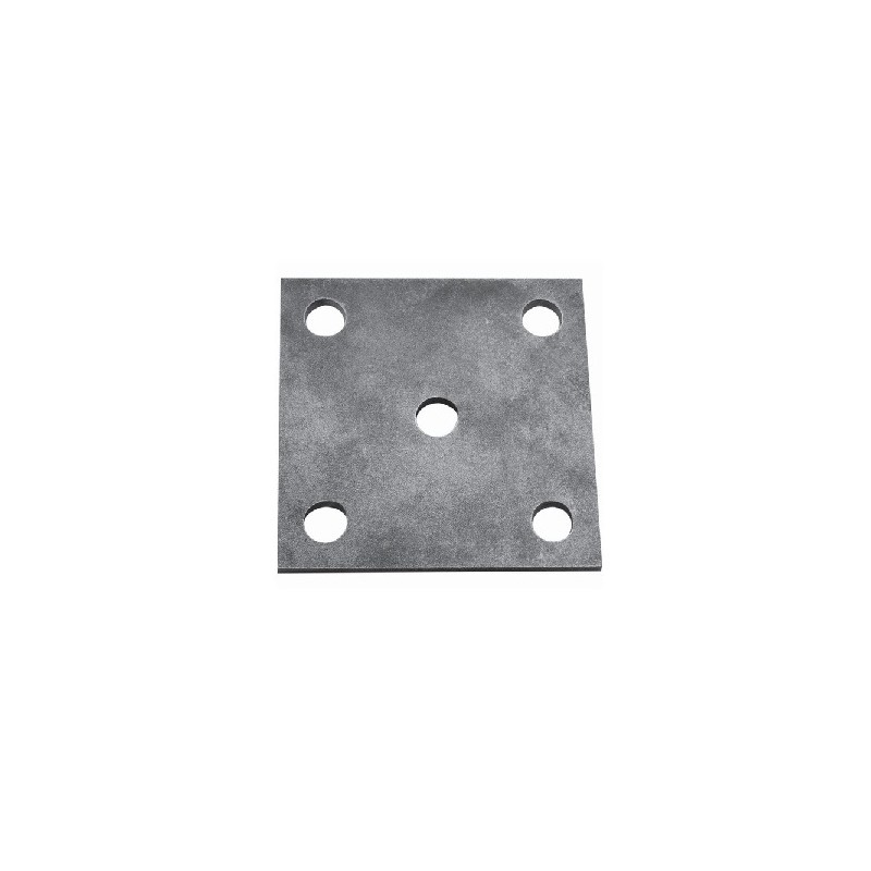 Platine de fixation carrée acier – 5 trous Ø12, 100 x 100 mm, ép. 5 mm