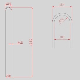 BARREAU ROND DOUBLE EN U ACIER FORGÉ Ø12 HAUTEUR 1250 M0100