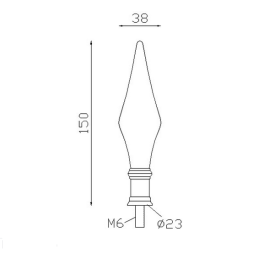 FER DE LANCE FONTE 150X38 INSERT ACIER SOUDABLE ø23 U0034