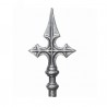 Fer de lance acier forgé – forme croix, embase Ø16 mm pour barreaux ronds