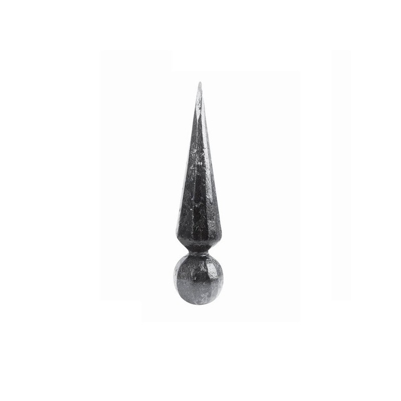 Fer de lance conique en acier forgé 125x30 – Embase boule pour barreau rond