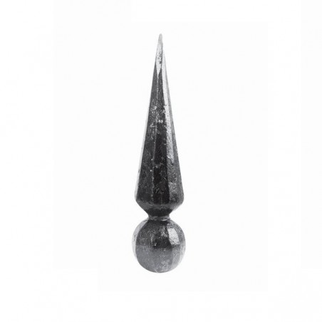 Fer de lance conique en acier forgé 125x30 – Embase boule pour barreau rond