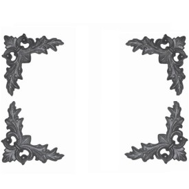 Décor d’angle 130x130 mm motif fleuri – fonte brute ou zinguée, alu