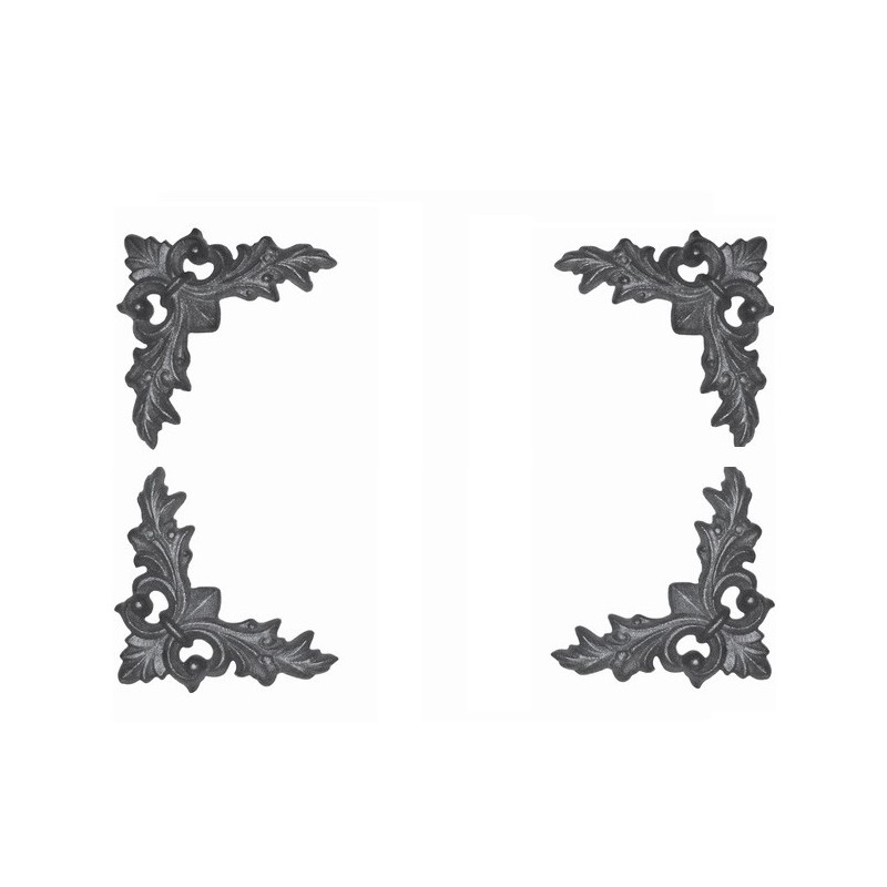 Décor d’angle 130x130 mm motif fleuri – fonte brute ou zinguée, alu