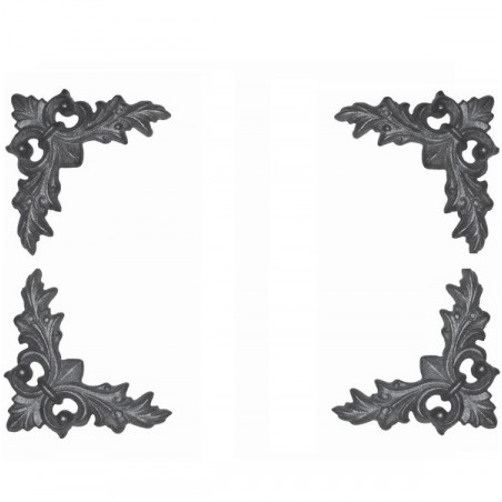 Décor d’angle 130x130 mm motif fleuri – fonte brute ou zinguée, alu