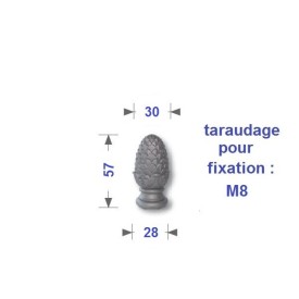 Pomme de pin aluminium pleine – embase ronde filetée M8 à M12