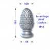 POMME DE PIN ALUMINIUM PLEIN À EMBASE RONDE – FILETAGE M8 À M12