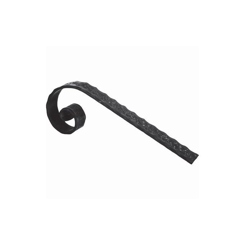 Crosse acier imprimée motif fleur 40x8 mm, idéale pour main courante et ferronnerie.