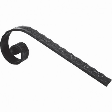 Crosse acier imprimée motif fleur 40x8 mm, idéale pour main courante et ferronnerie.