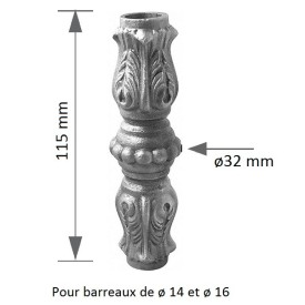 Manchon en fonte pour barreau rond – Ø14 à Ø18mm – Fixation par vis de pression