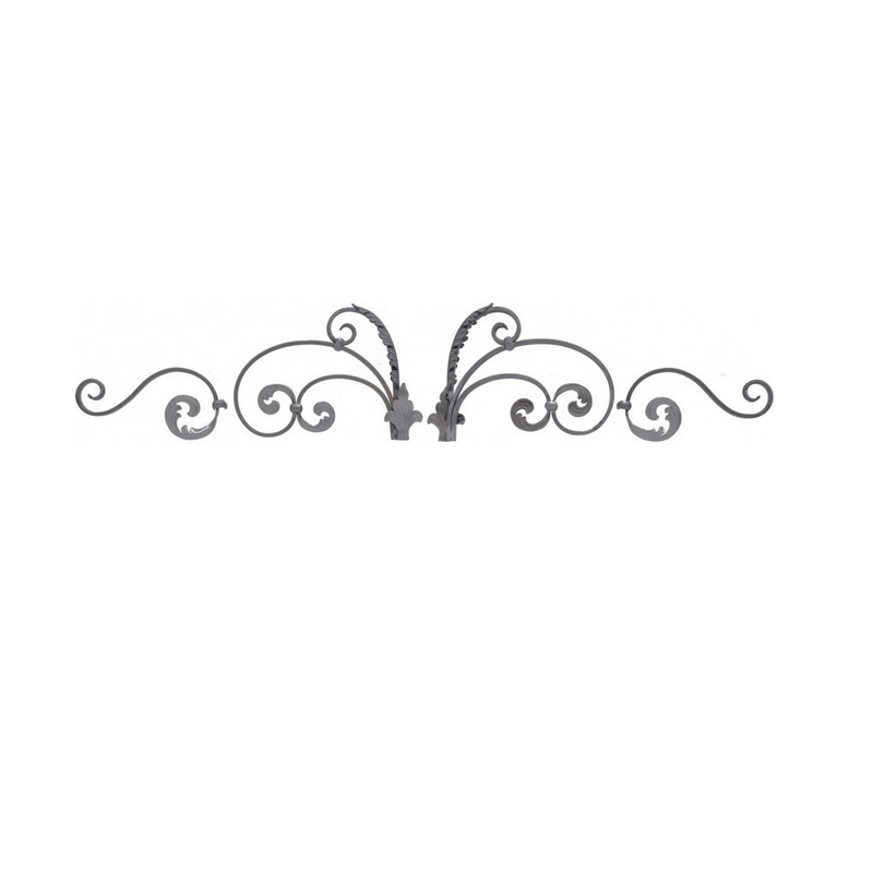 Couronnement de portail en kit 1275x270 mm avec volutes en acier plat