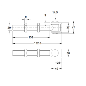 Gond à souder avec tige filetée longue M20/M24 – acier zingué pour portail