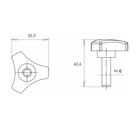 Poignée de serrage filetée M6/M8 – Acier zingué – Coloris noir – Hauteur 42,6 mm