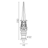 FER DE LANCE EN FONTE 200x40 – INSERT ACIER SOUDABLE POUR BARREAU ROND