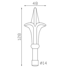FER DE LANCE FLEUR DE LYS FONTE BARREAU ROND 128x48 U0024