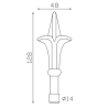 FER DE LANCE FLEUR DE LYS EN ACIER – FIXATION SUR BARREAUX RONDS