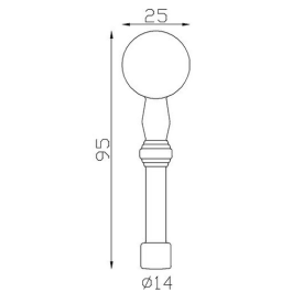 Boule acier estampé avec support en fer forgé – Ø27 ou Ø40, hauteur 95 à 125 mm