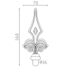 Fer de lance acier forgé pour barreau rond de Ø12 ou Ø16