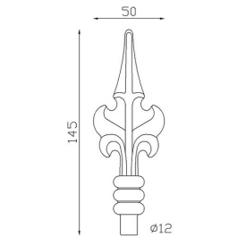 Fer de lance acier forgé – pour barreaux ronds Ø12 à Ø20 mm, tube ou plein