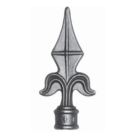 Fer de lance acier forgé – pour barreau Ø16 mm, base Ø26 mm, hauteur 125 mm