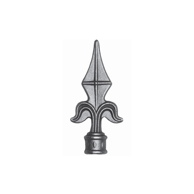 Fer de lance acier forgé – pour barreau Ø16 mm, base Ø26 mm, hauteur 125 mm
