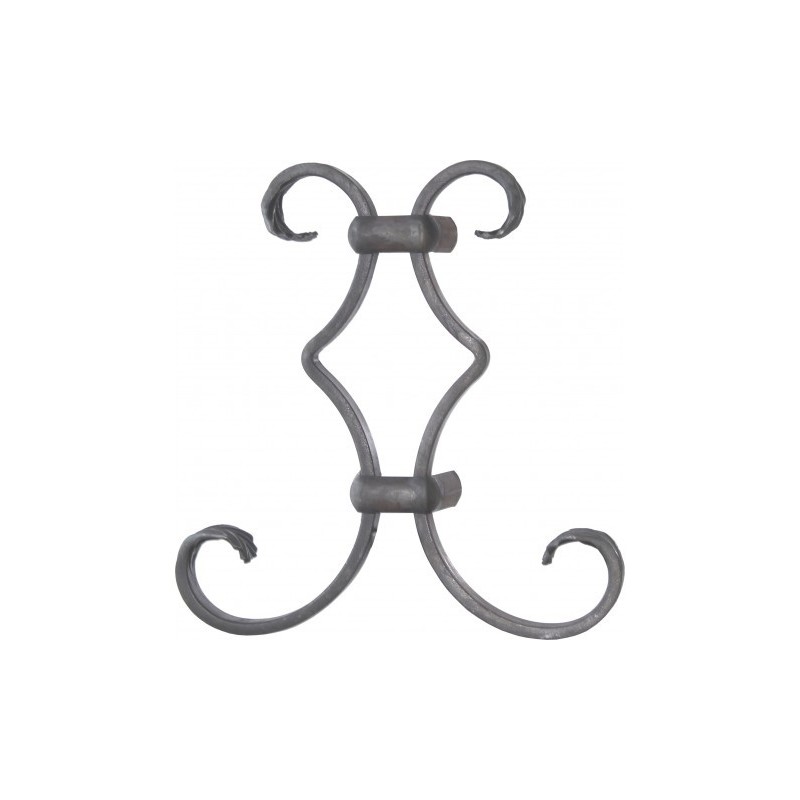 Volute forme spéciale préassemblée en acier forgé – 200x195 mm – queue de carpe gravée