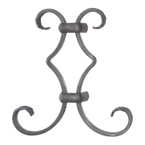 Volute forme spéciale préassemblée en acier forgé – 200x195 mm – queue de carpe gravée