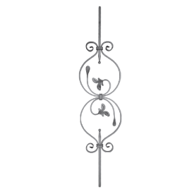 Barreau à feuilles en acier décoratif 950x225 mm – carré 12 mm