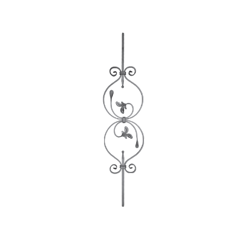 Barreau à feuilles en acier décoratif 950x225 mm – carré 12 mm