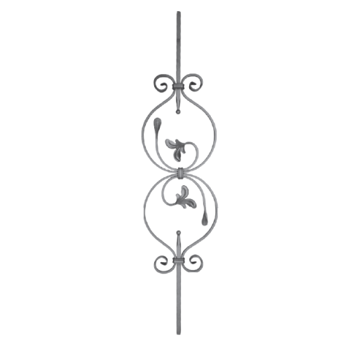 Barreau à feuilles en acier décoratif 950x225 mm – carré 12 mm