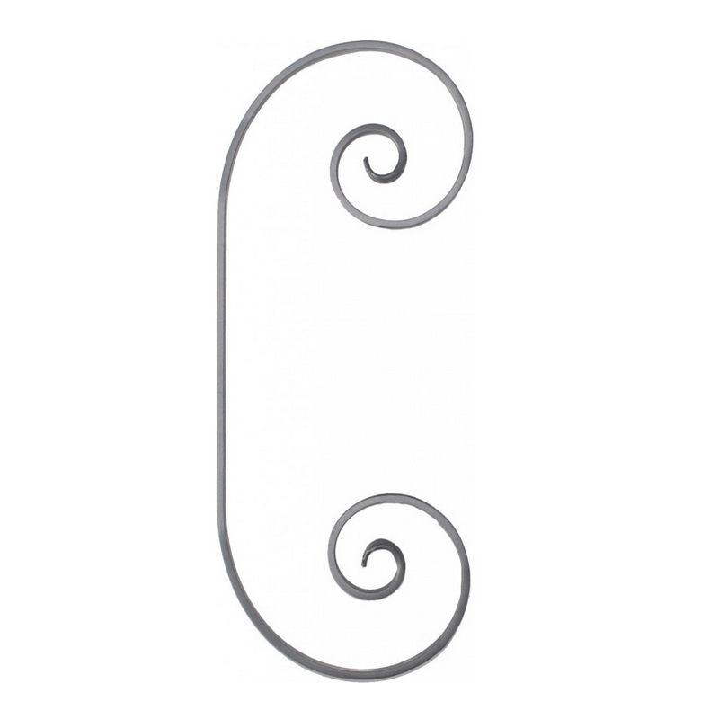 Volute en C allongé en fer forgé – 480x190 mm – 14x6 mm