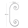 Volute en C allongé en fer forgé – 480x190 mm – 14x6 mm