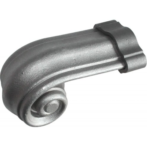 Départ de rampe style escargot en acier moulé – finition ancienne 96 mm