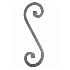 Volute en acier grenaillé à noyau 400x125 mm – Ø16 mm – Finition brute