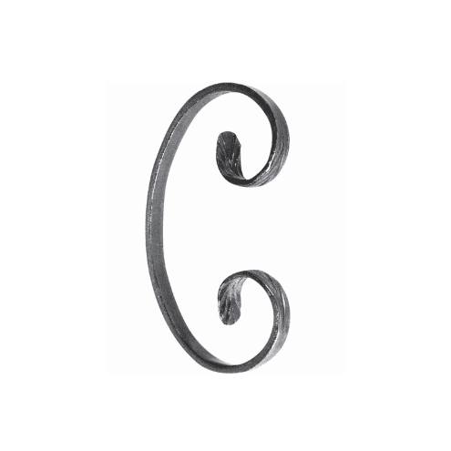 Volute en C acier 150x95 mm – Finition queue de carpe – Plat 12x6 à 16x6 mm