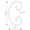 Volute en C acier 150x95 mm – Finition queue de carpe – Plat 12x6 à 16x6 mm