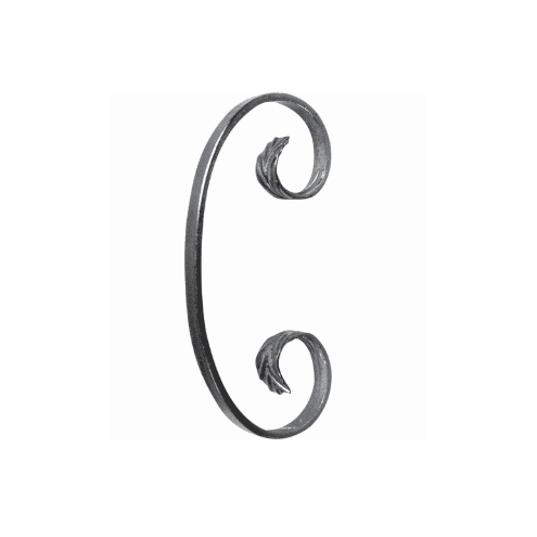 Volute en C acier 190x95 mm – Finition queue de carpe – Plat 12x6 à 16x6 mm